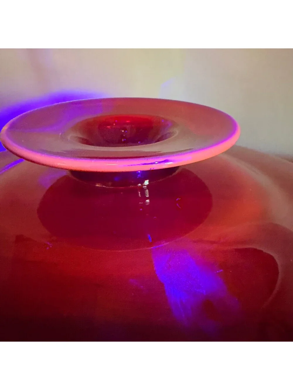Vintage MCM Amberina Red Glass Pedestal Cake Stand 12